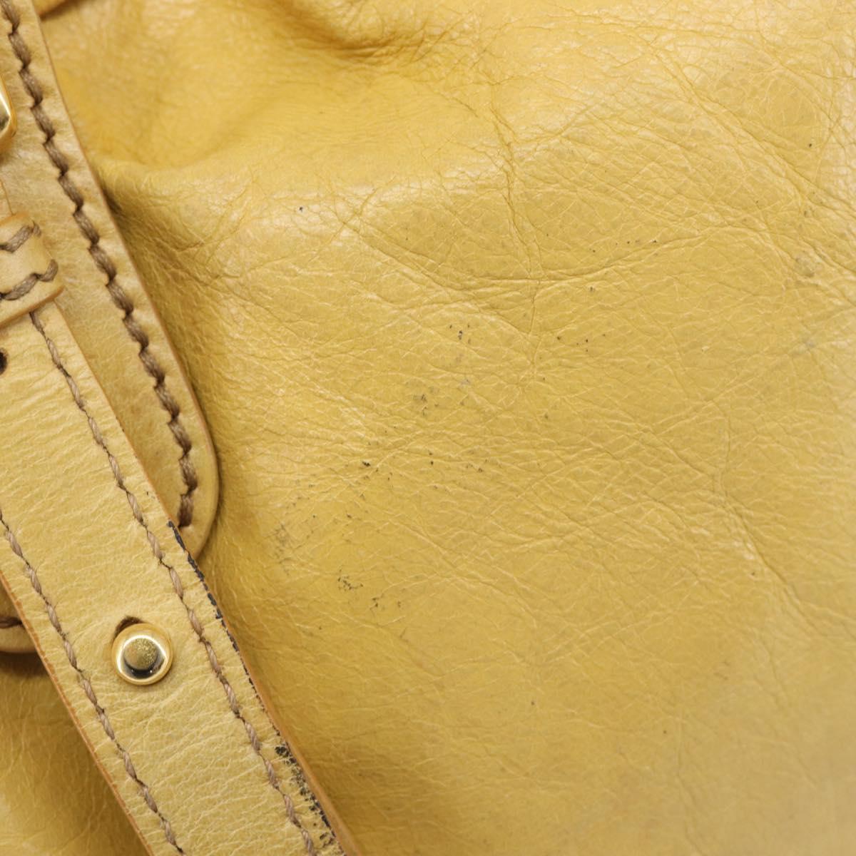Miu Miu Vitellolux Tote Bag Leather Yellow Gold Auth 210922