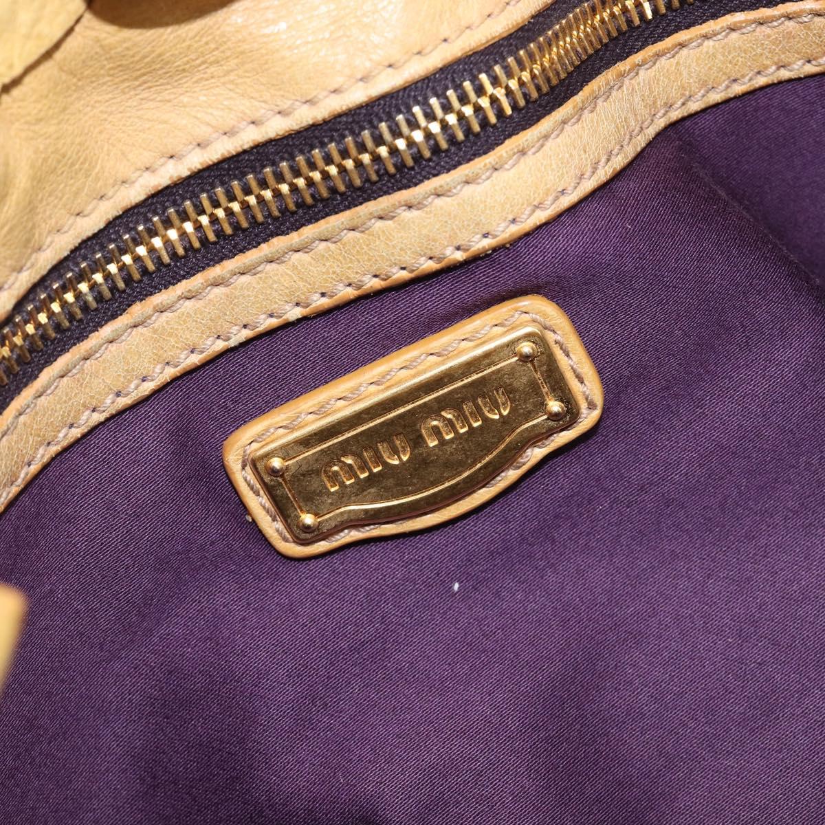 Miu Miu Vitellolux Tote Bag Leather Yellow Gold Auth 210922
