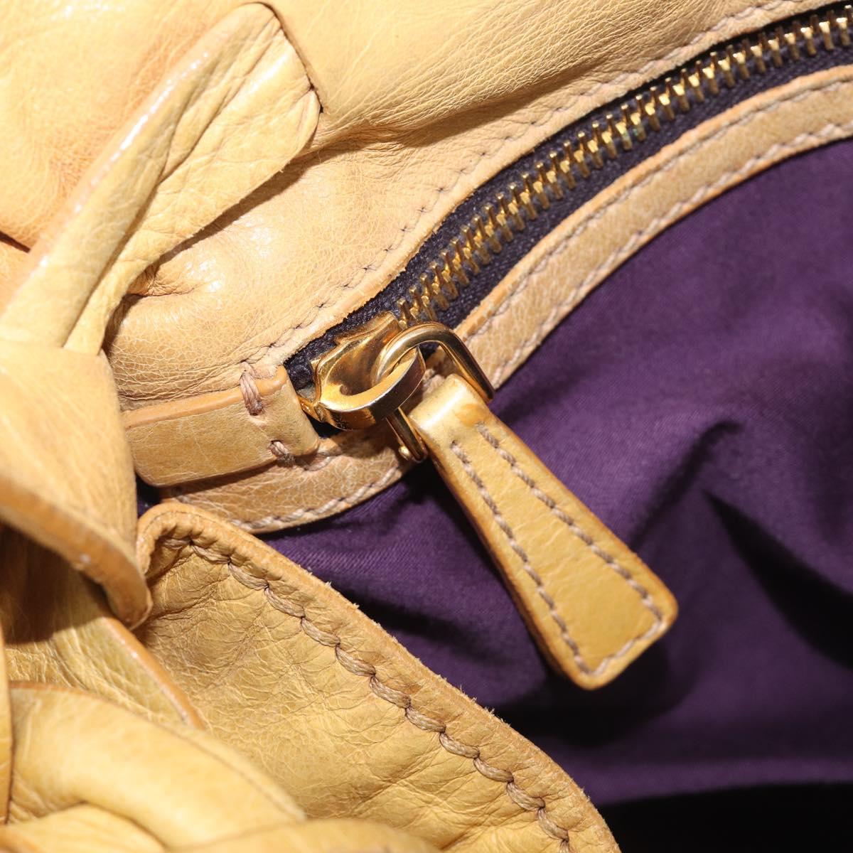 Miu Miu Vitellolux Tote Bag Leather Yellow Gold Auth 210922