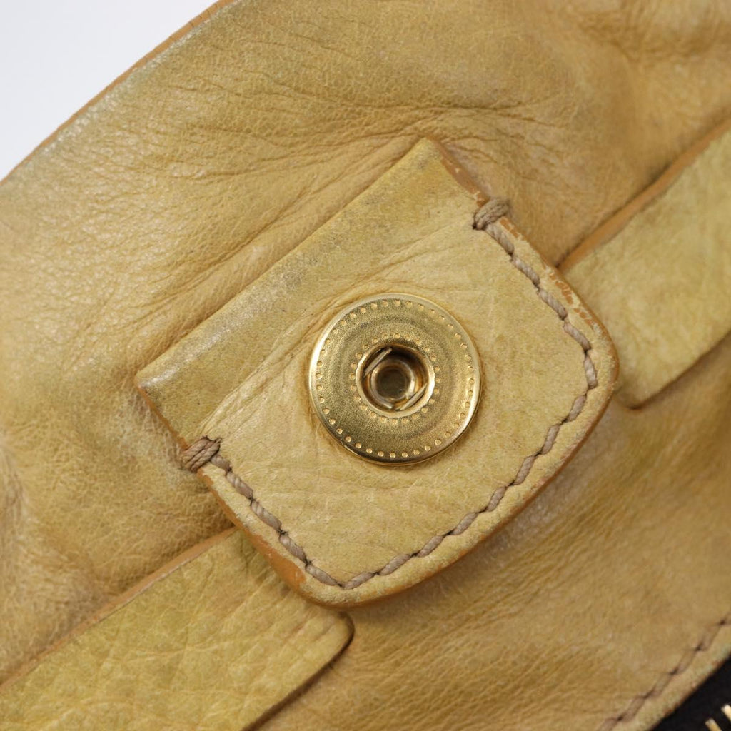 Miu Miu Vitellolux Tote Bag Leather Yellow Gold Auth 210922