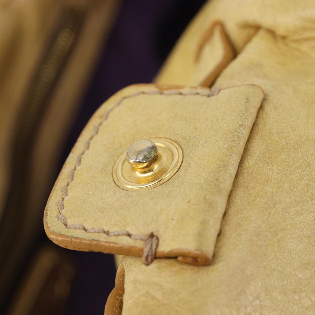 Miu Miu Vitellolux Tote Bag Leather Yellow Gold Auth 210922