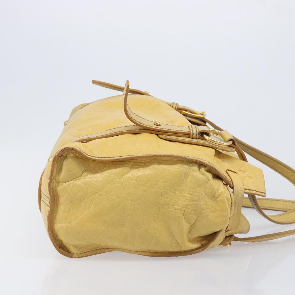 Miu Miu Vitellolux Tote Bag Leather Yellow Gold Auth 210922