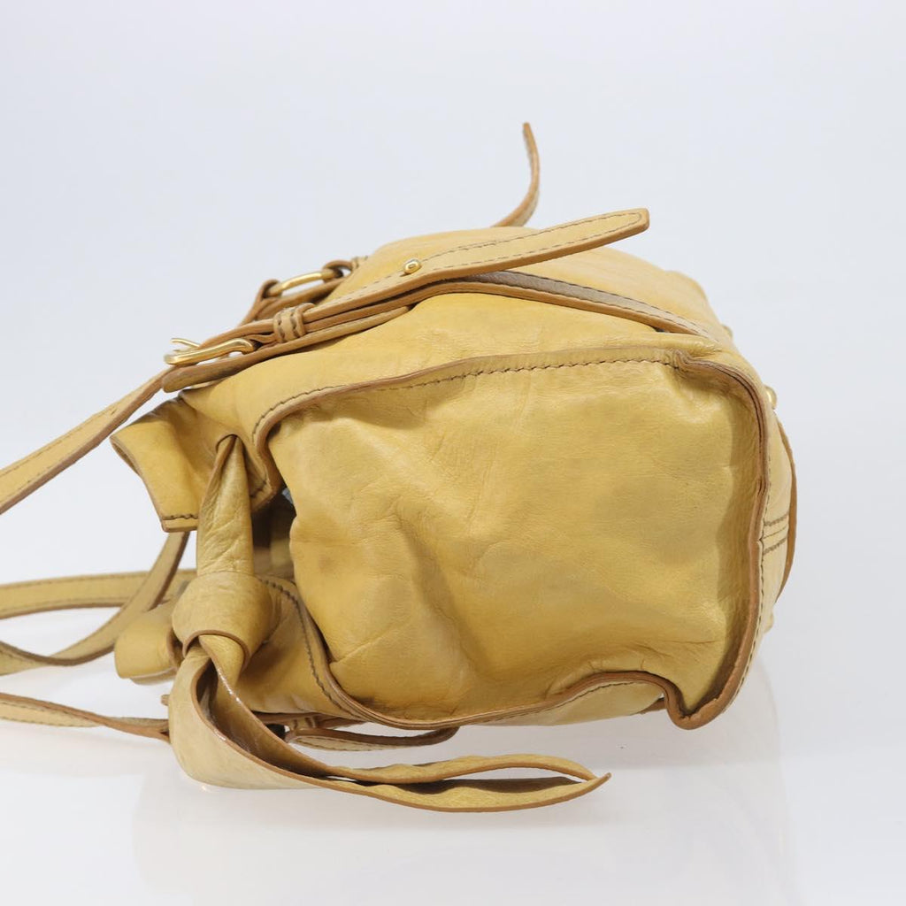 Miu Miu Vitellolux Tote Bag Leather Yellow Gold Auth 210922