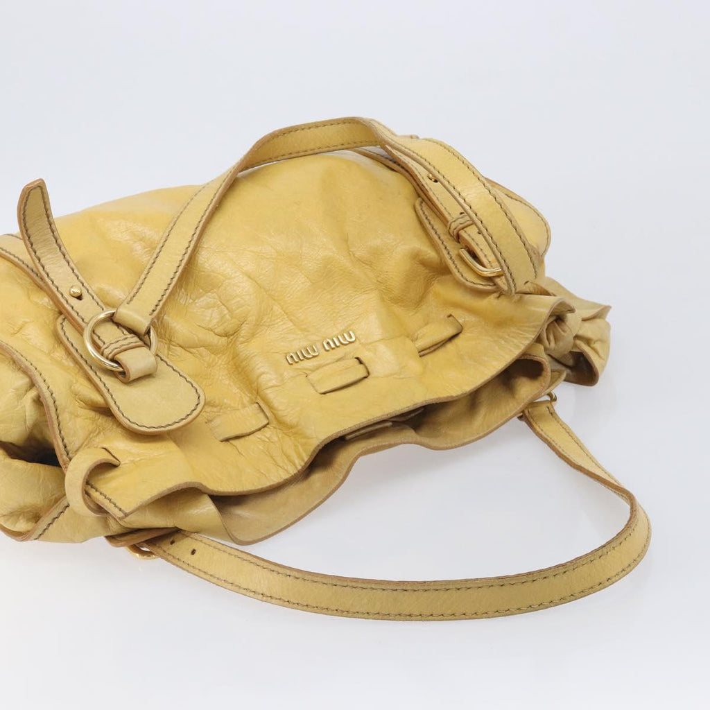 Miu Miu Vitellolux Tote Bag Leather Yellow Gold Auth 210922