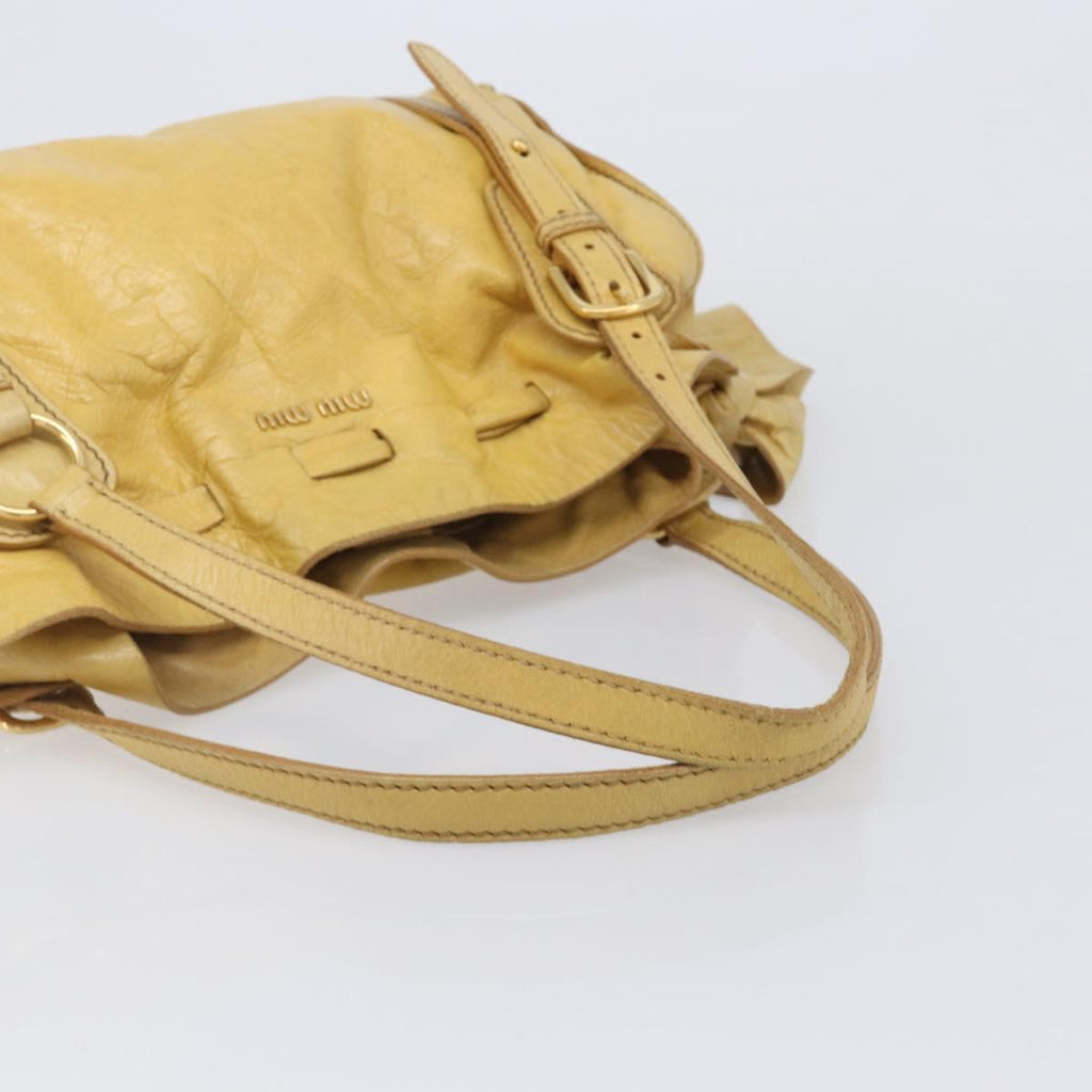 Miu Miu Vitellolux Tote Bag Leather Yellow Gold Auth 210922