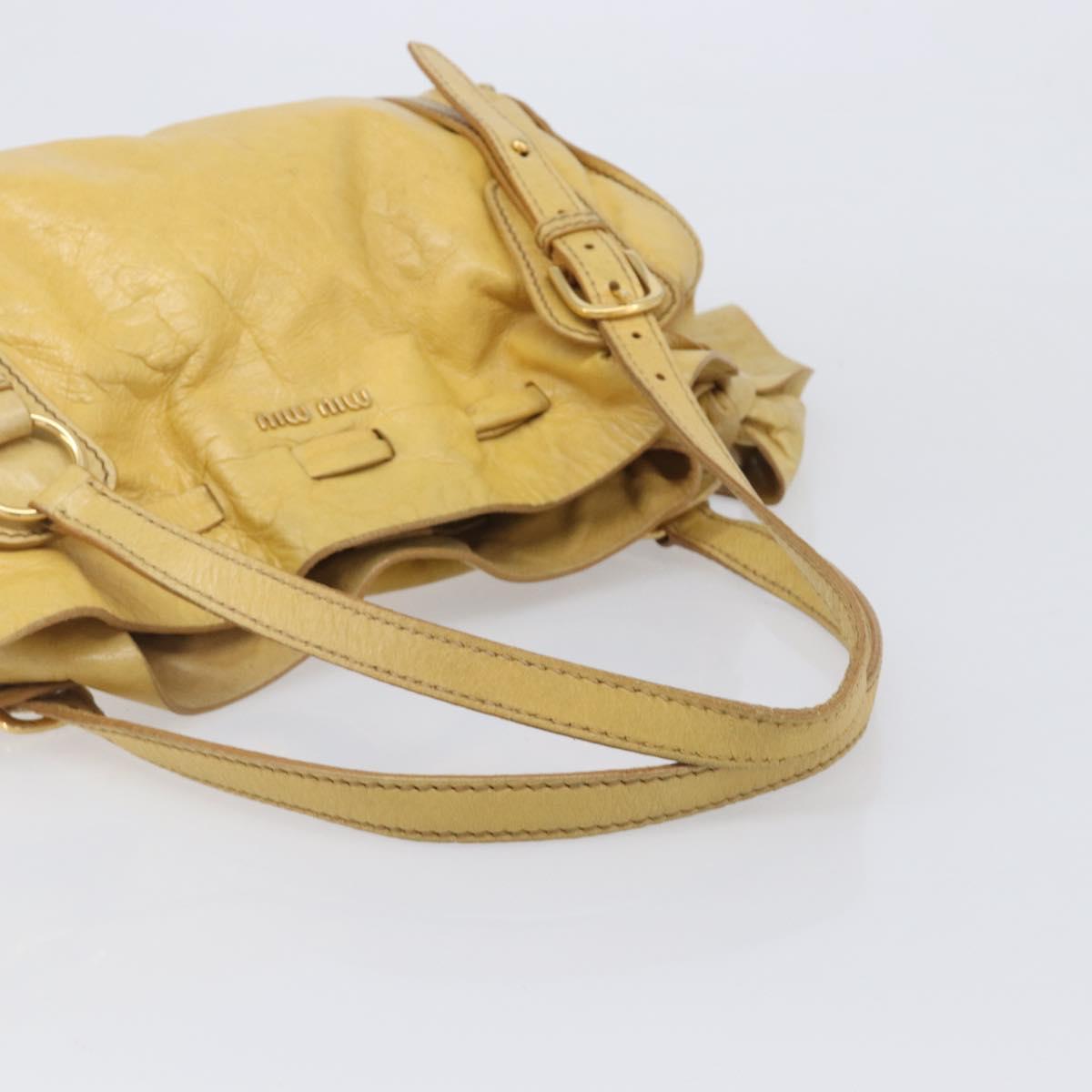 Miu Miu Vitellolux Tote Bag Leather Yellow Gold Auth 210922