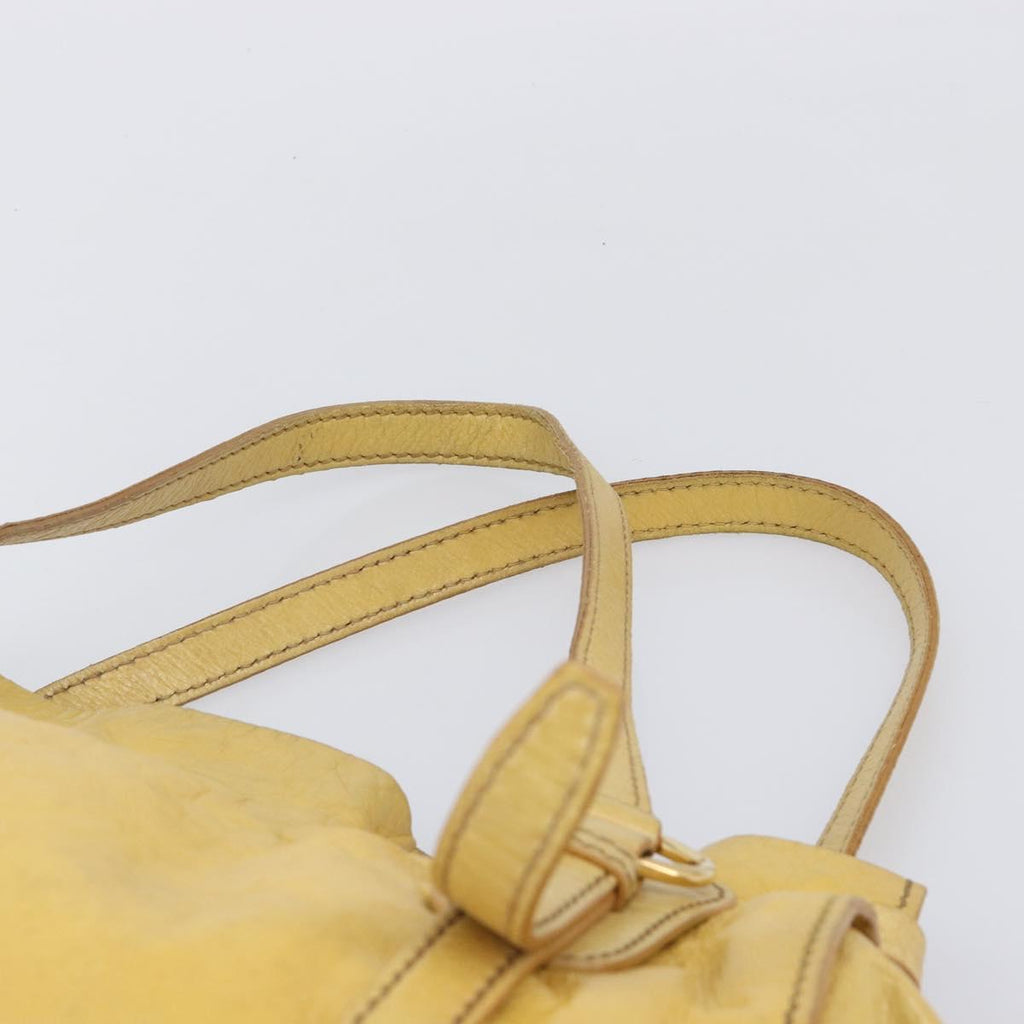 Miu Miu Vitellolux Tote Bag Leather Yellow Gold Auth 210922