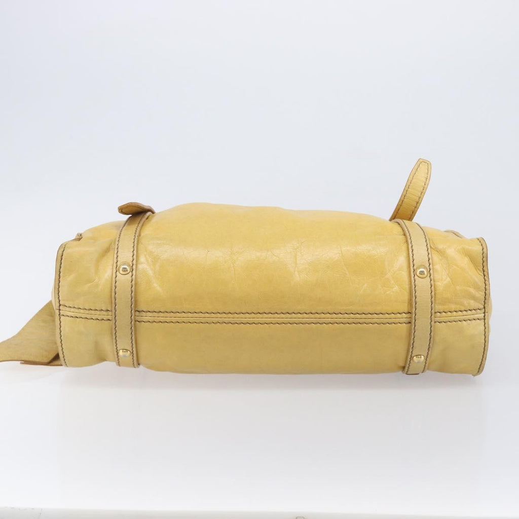Miu Miu Vitellolux Tote Bag Leather Yellow Gold Auth 210922