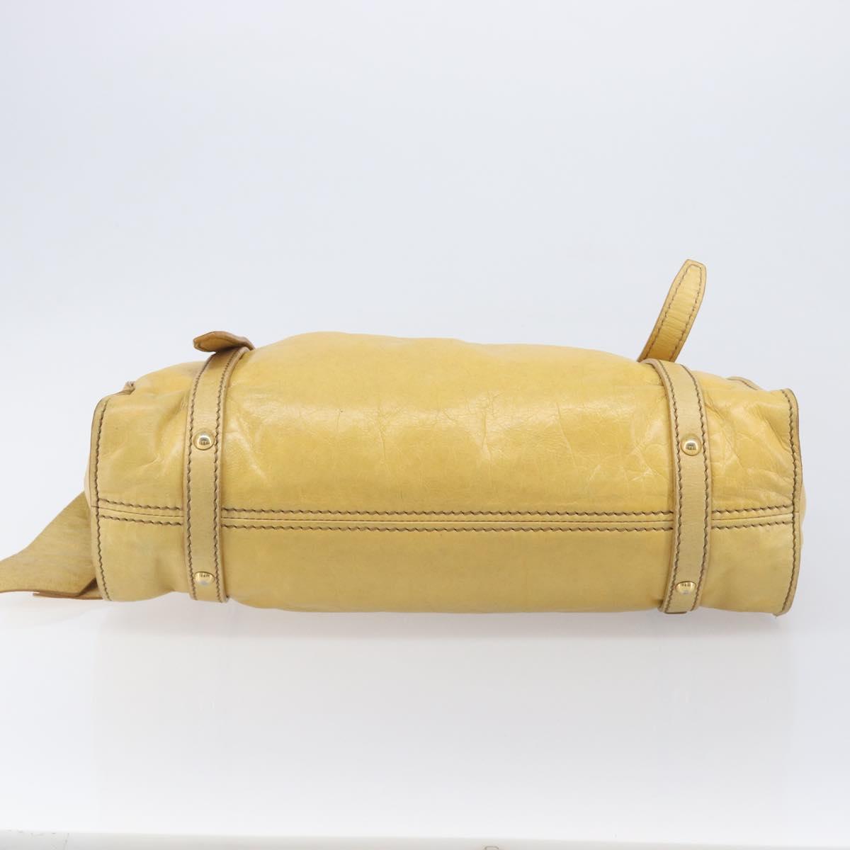 Miu Miu Vitellolux Tote Bag Leather Yellow Gold Auth 210922