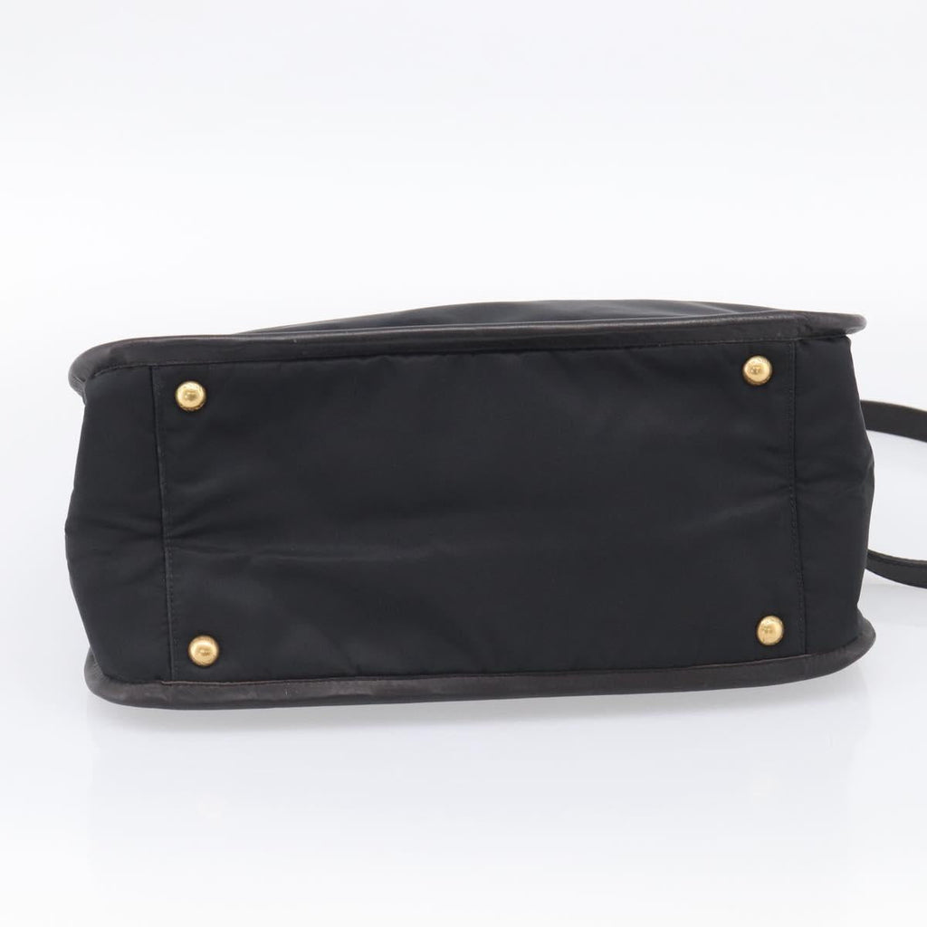 PRADA Hand Bag Nylon 2way Black Gold Auth 210925A