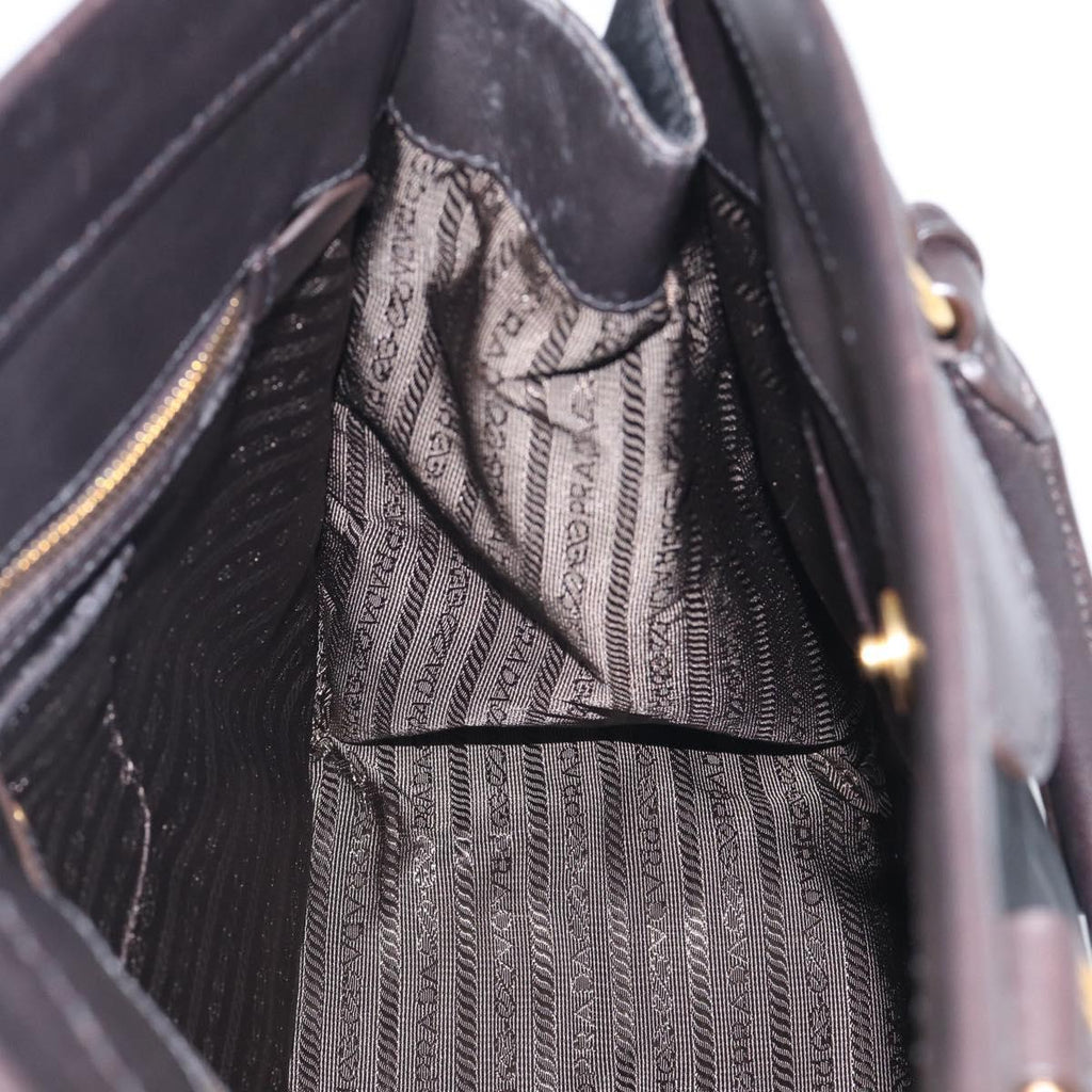 PRADA Hand Bag Nylon 2way Black Gold Auth 210925A