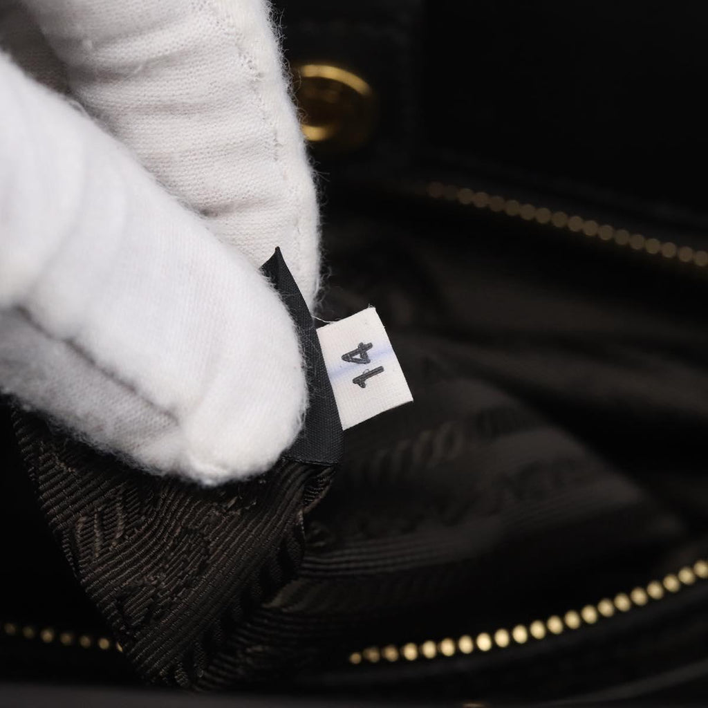 PRADA Hand Bag Nylon 2way Black Gold Auth 210925A