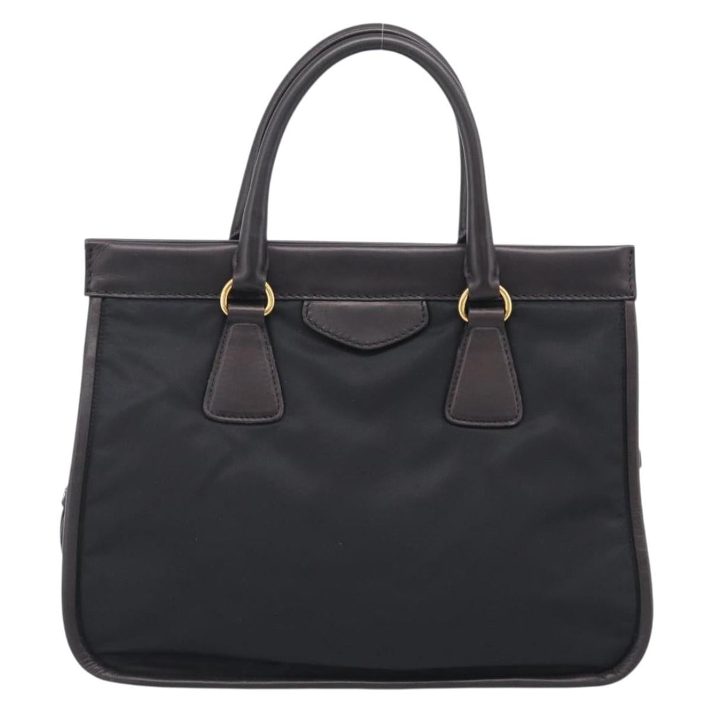PRADA Hand Bag Nylon 2way Black Gold Auth 210925A