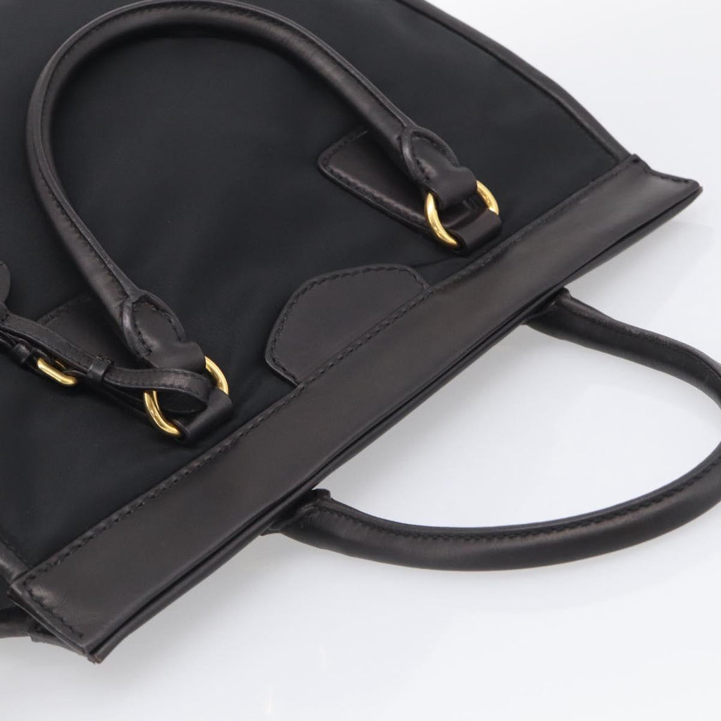 PRADA Hand Bag Nylon 2way Black Gold Auth 210925A