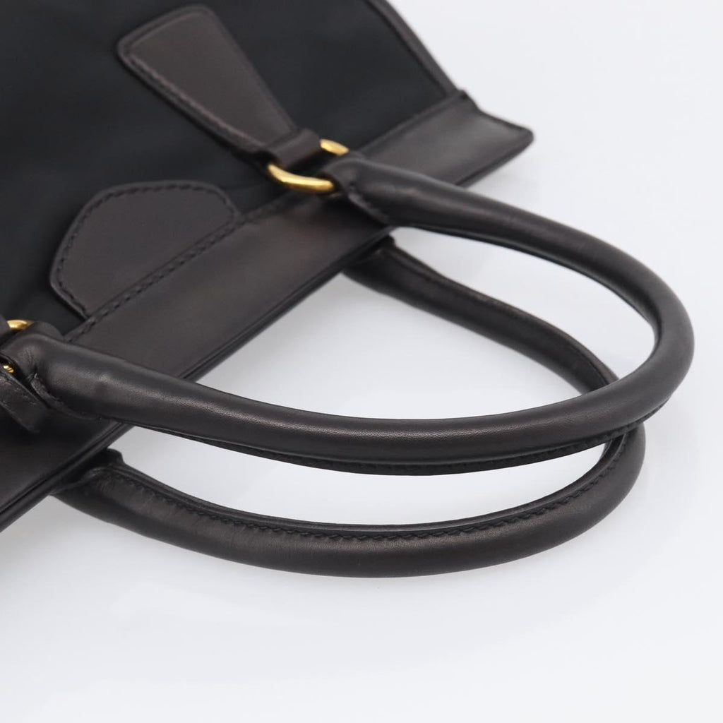 PRADA Hand Bag Nylon 2way Black Gold Auth 210925A