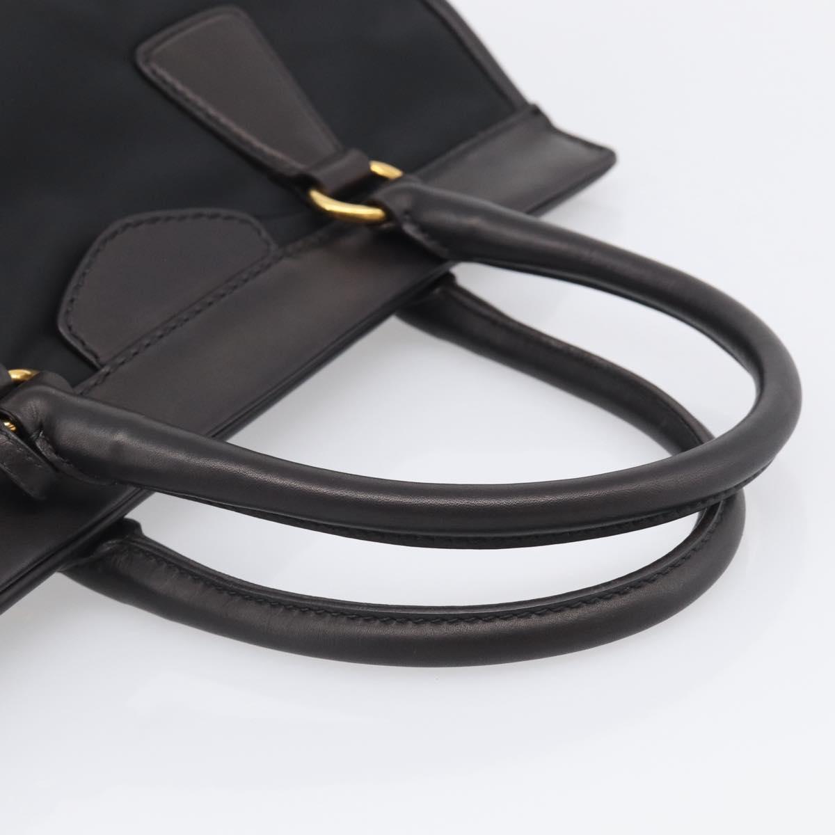 PRADA Hand Bag Nylon 2way Black Gold Auth 210925A