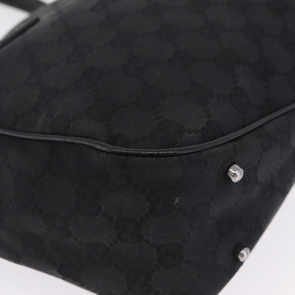 GUCCI GG Canvas Tote Bag Black Silver 113019 Auth 210930A