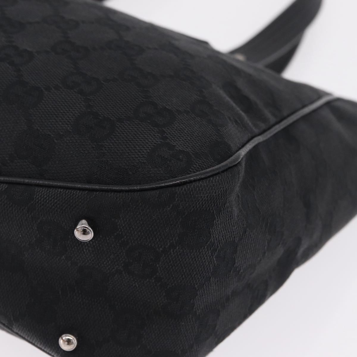 GUCCI GG Canvas Tote Bag Black Silver 113019 Auth 210930A