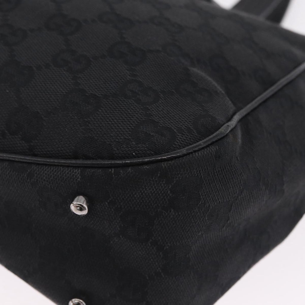 GUCCI GG Canvas Tote Bag Black Silver 113019 Auth 210930A