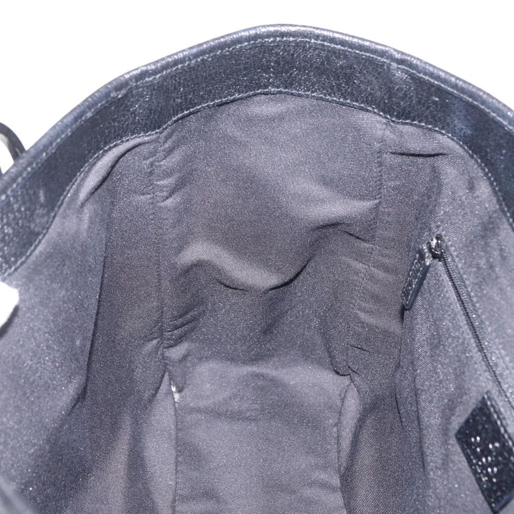 GUCCI GG Canvas Tote Bag Black Silver 113019 Auth 210930A