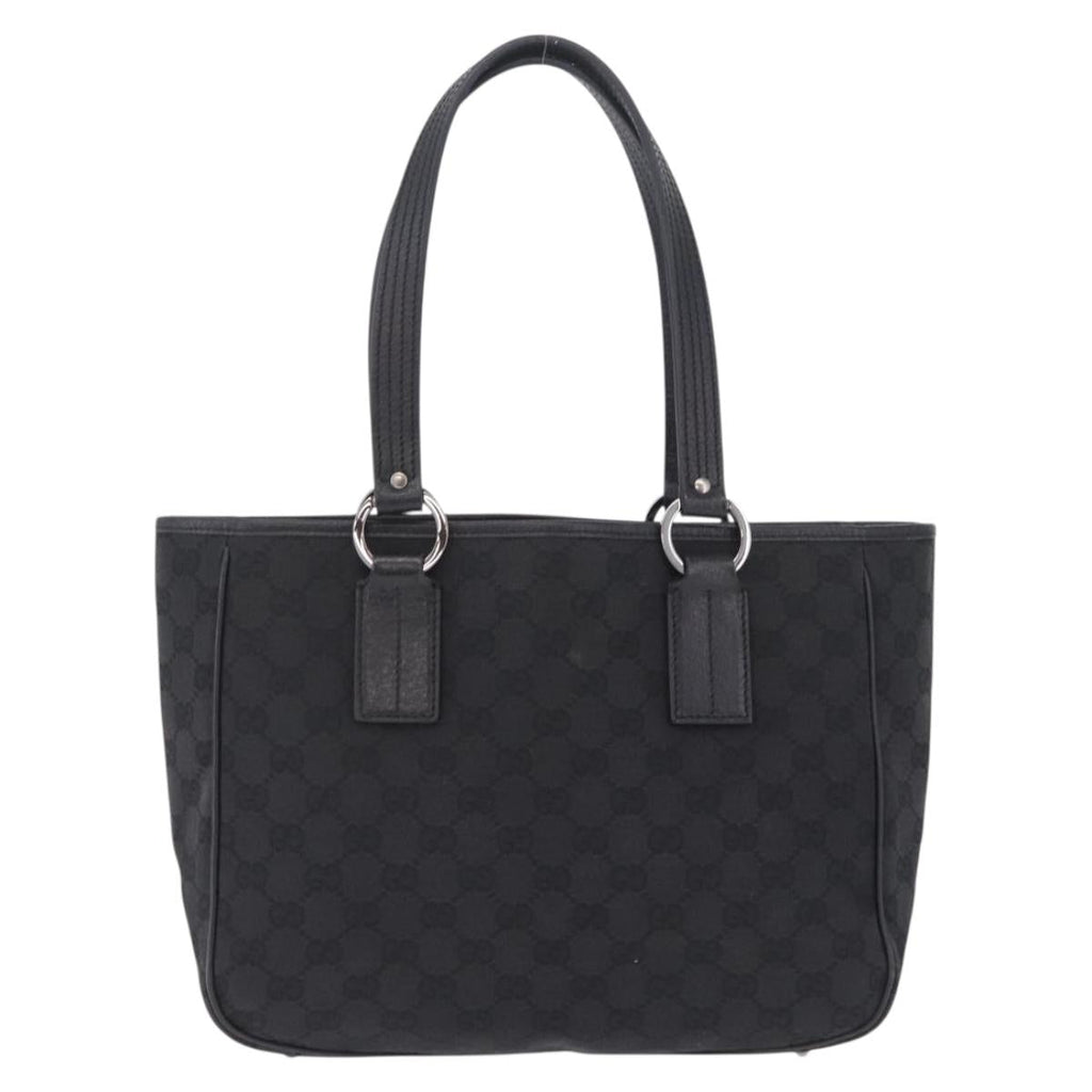 GUCCI GG Canvas Tote Bag Black Silver 113019 Auth 210930A