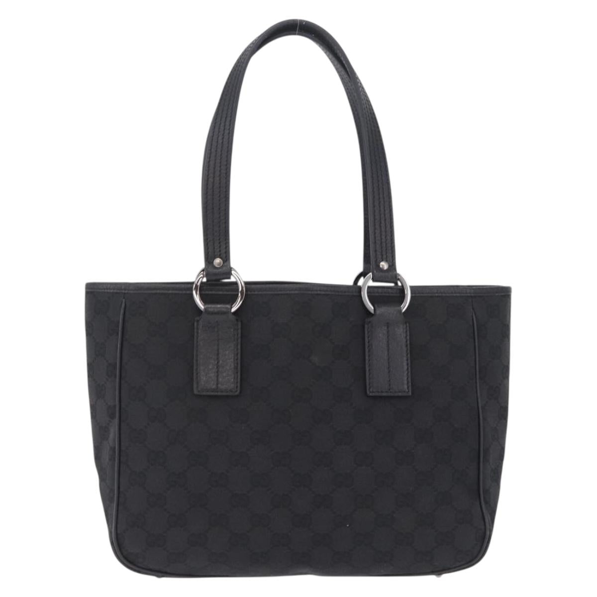 GUCCI GG Canvas Tote Bag Black Silver 113019 Auth 210930A