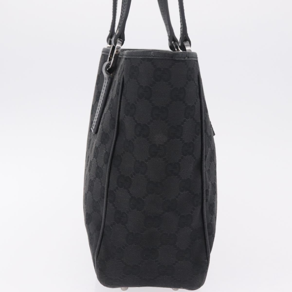 GUCCI GG Canvas Tote Bag Black Silver 113019 Auth 210930A