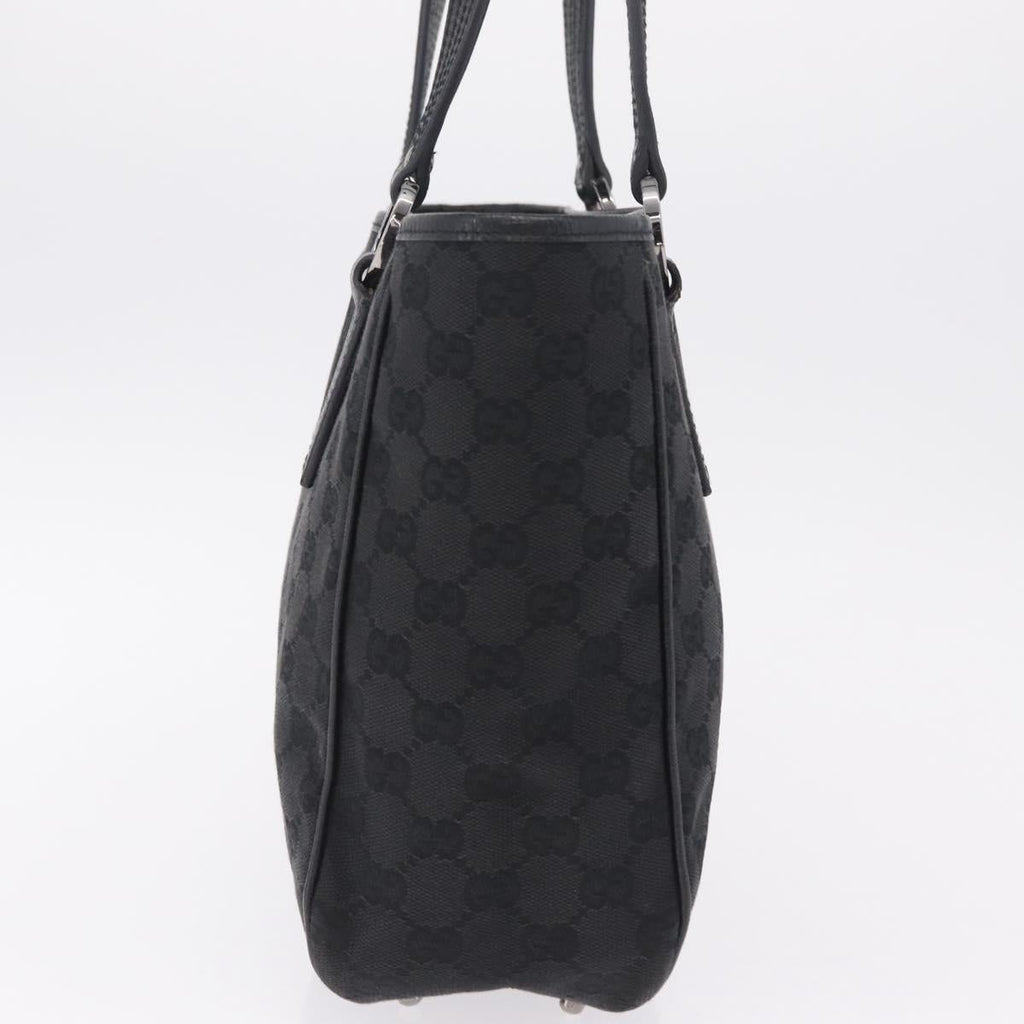 GUCCI GG Canvas Tote Bag Black Silver 113019 Auth 210930A