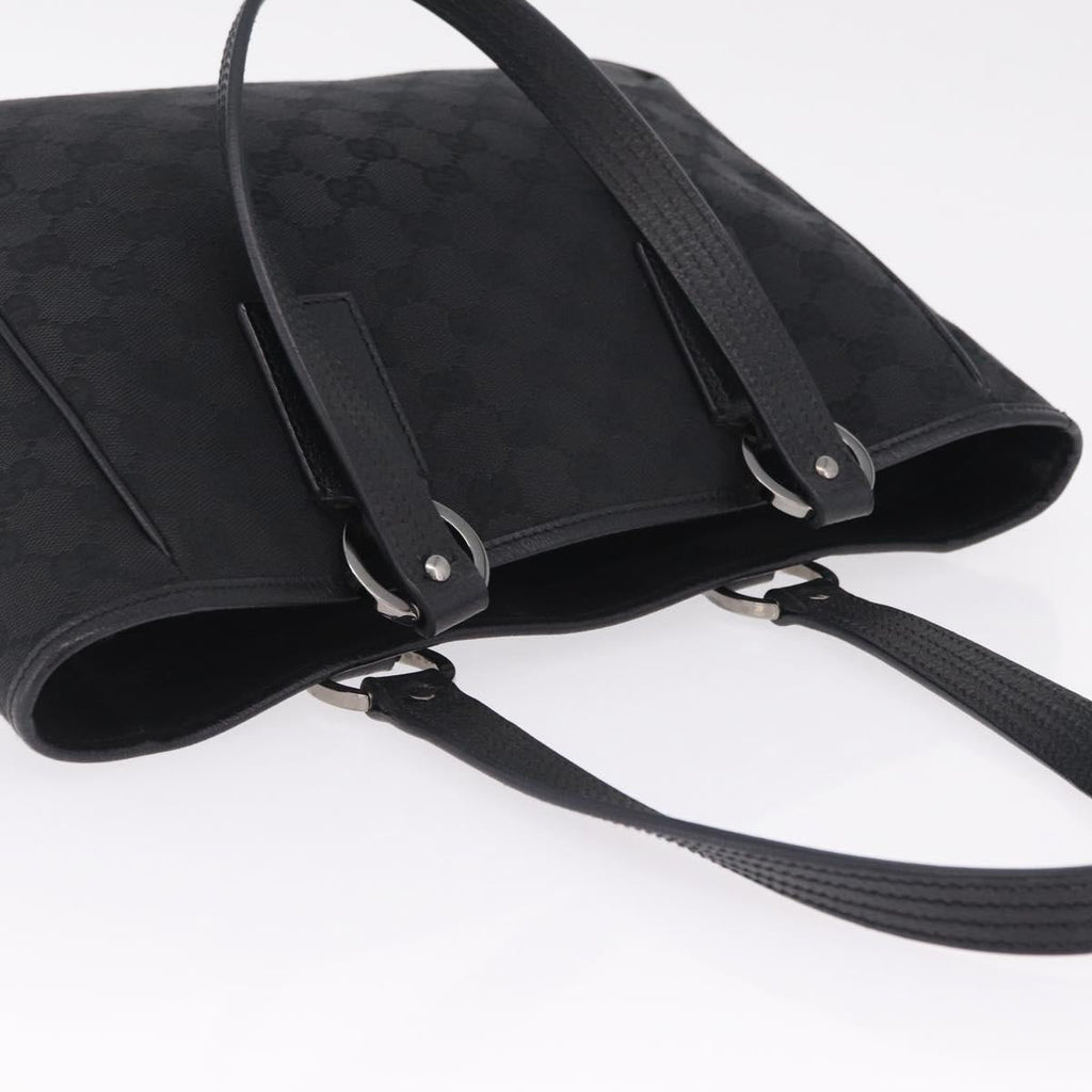 GUCCI GG Canvas Tote Bag Black Silver 113019 Auth 210930A