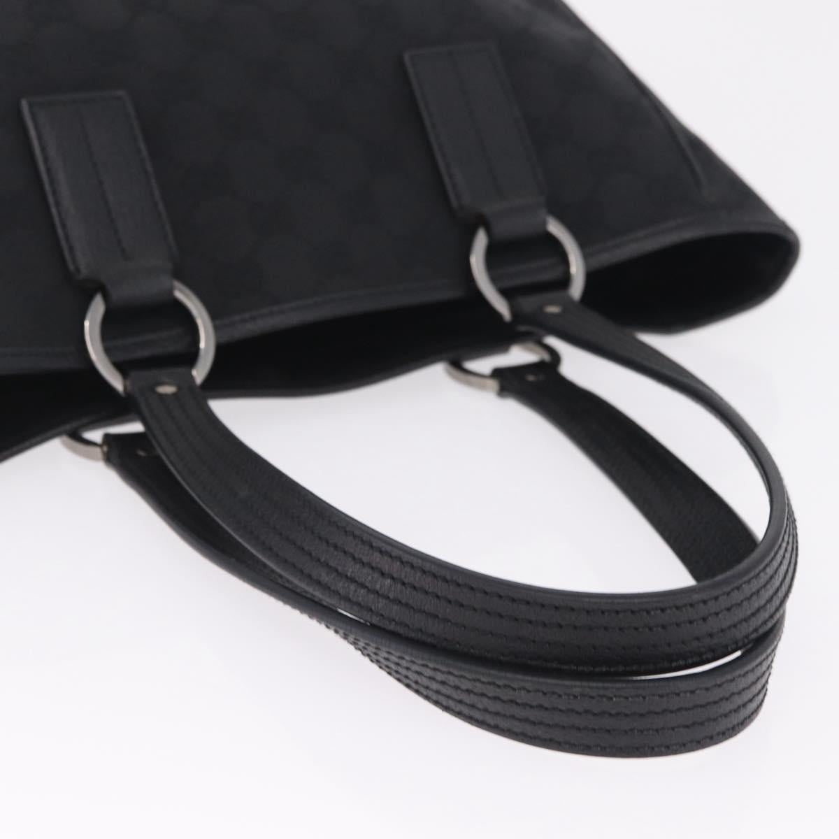 GUCCI GG Canvas Tote Bag Black Silver 113019 Auth 210930A
