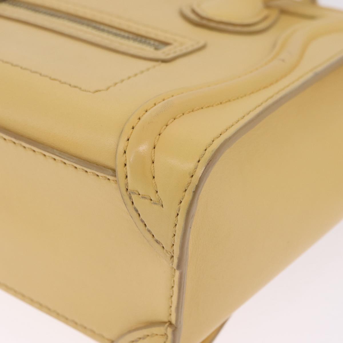 CELINE Luggage Nano Shopper Hand Bag Leather 2way Yellow Gold Auth 210931V