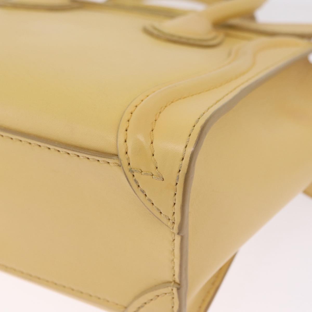 CELINE Luggage Nano Shopper Hand Bag Leather 2way Yellow Gold Auth 210931V