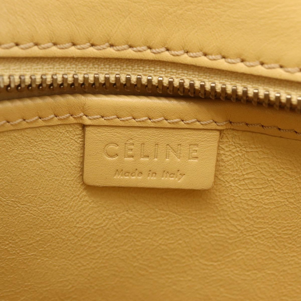CELINE Luggage Nano Shopper Hand Bag Leather 2way Yellow Gold Auth 210931V