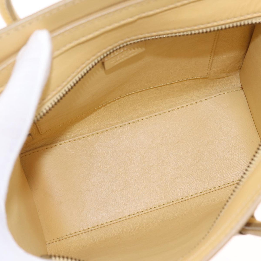 CELINE Luggage Nano Shopper Hand Bag Leather 2way Yellow Gold Auth 210931V