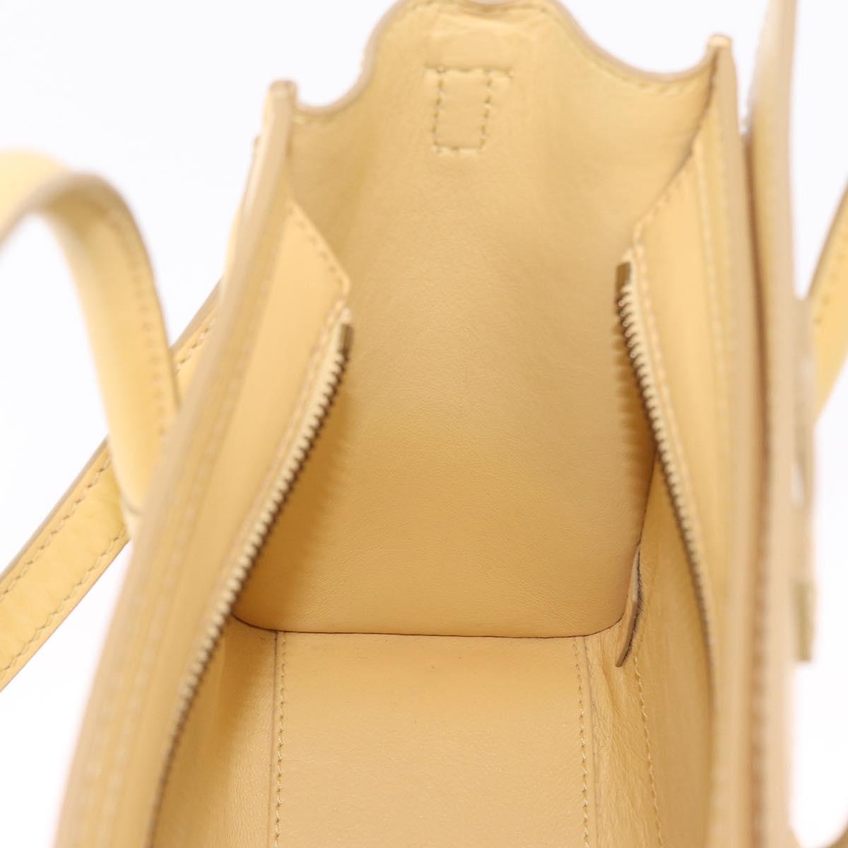 CELINE Luggage Nano Shopper Hand Bag Leather 2way Yellow Gold Auth 210931V