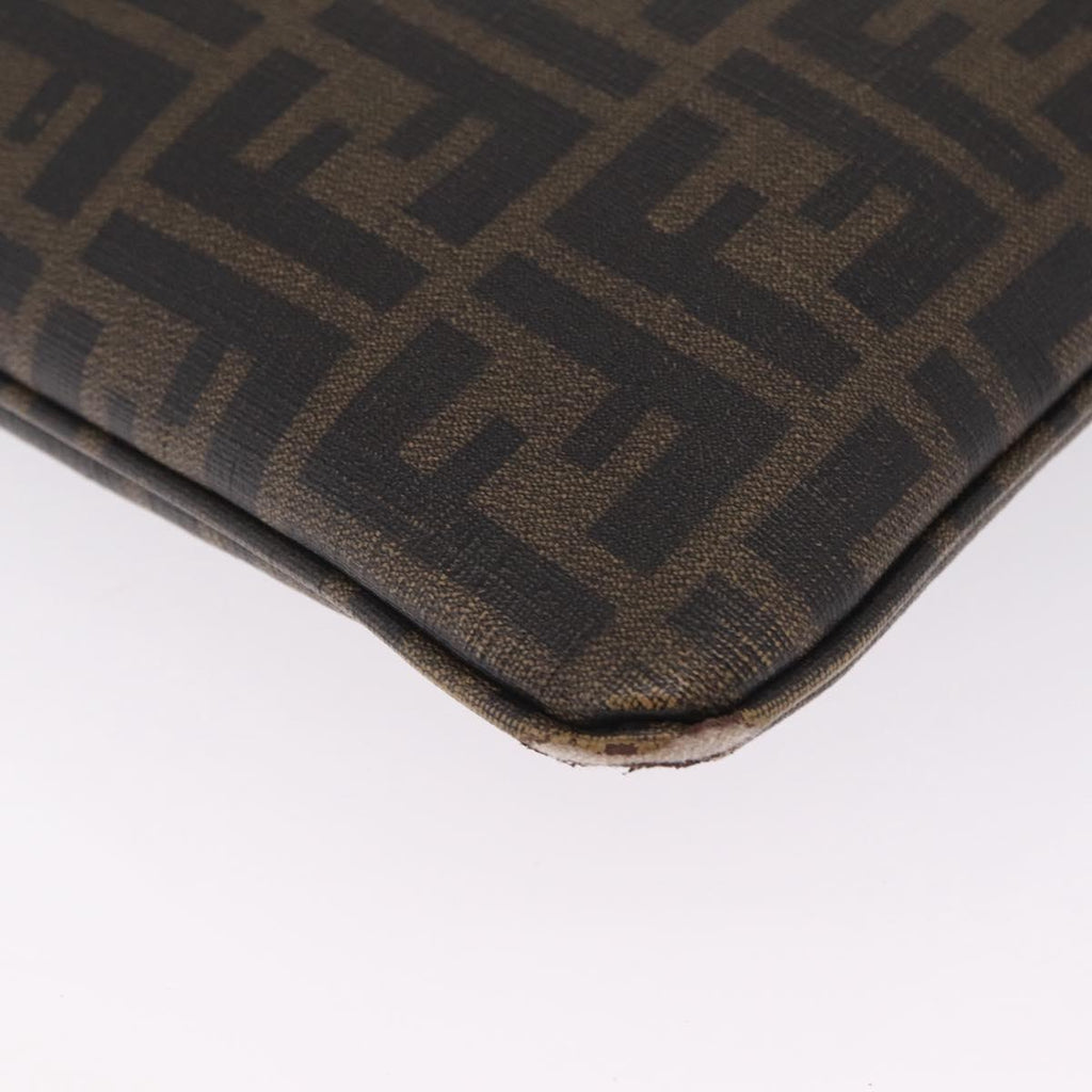 FENDI Zucca Canvas Shoulder Bag PVC Brown Black 7VA207 Auth 210935