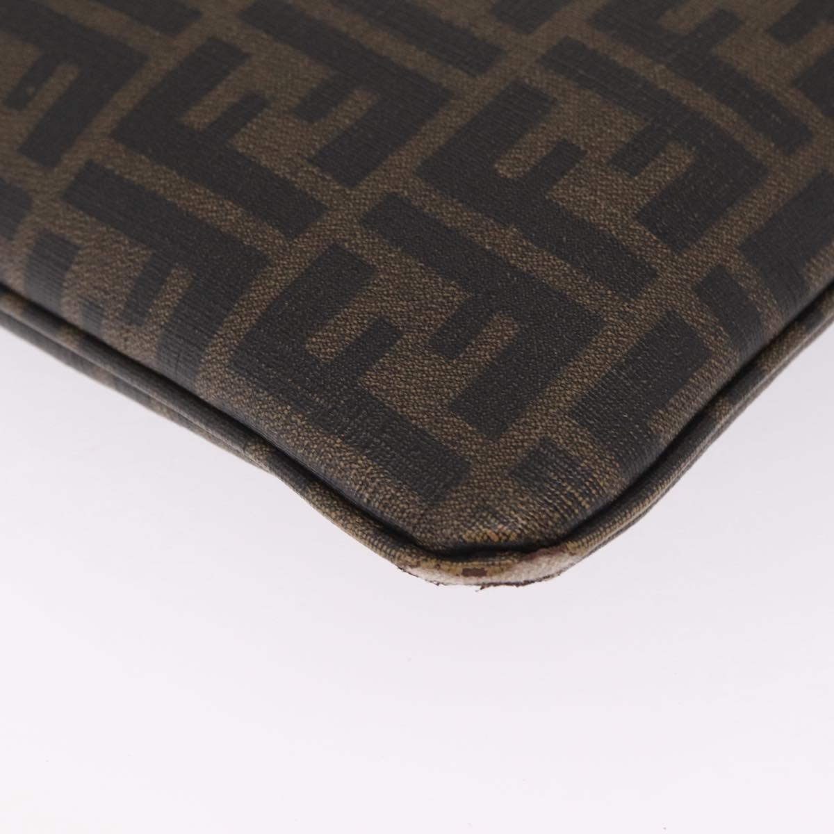 FENDI Zucca Canvas Shoulder Bag PVC Brown Black 7VA207 Auth 210935