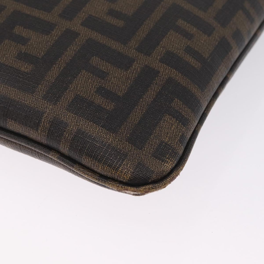 FENDI Zucca Canvas Shoulder Bag PVC Brown Black 7VA207 Auth 210935