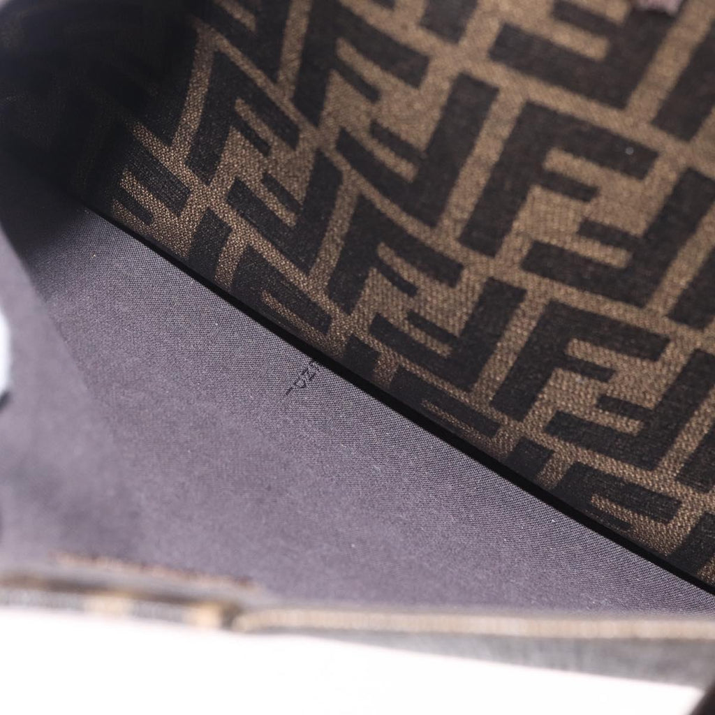 FENDI Zucca Canvas Shoulder Bag PVC Brown Black 7VA207 Auth 210935