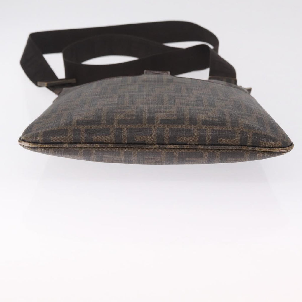 FENDI Zucca Canvas Shoulder Bag PVC Brown Black 7VA207 Auth 210935
