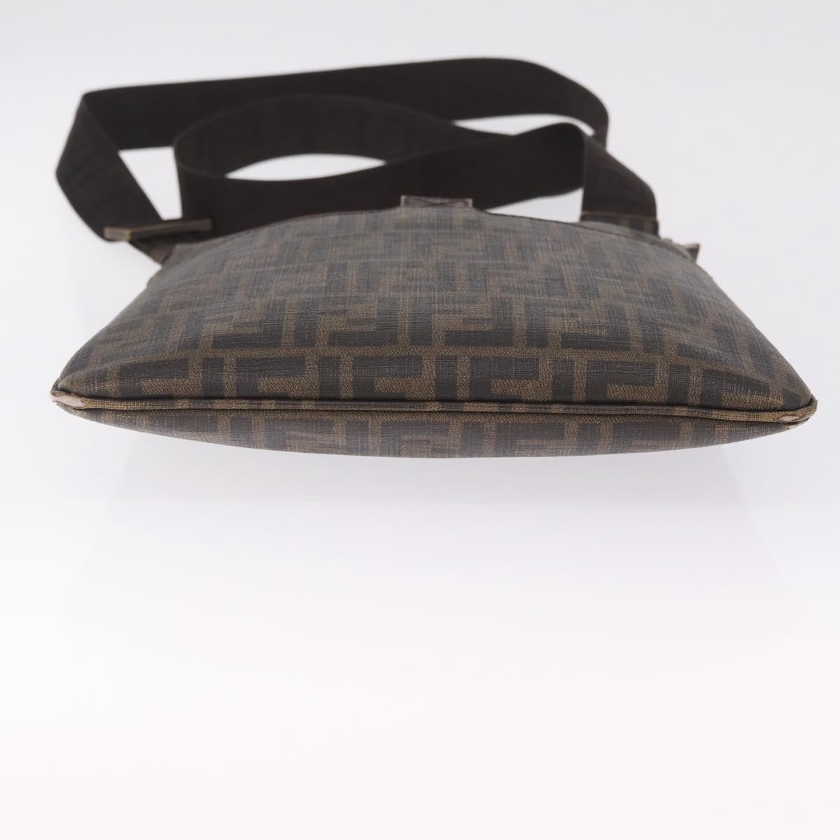 FENDI Zucca Canvas Shoulder Bag PVC Brown Black 7VA207 Auth 210935