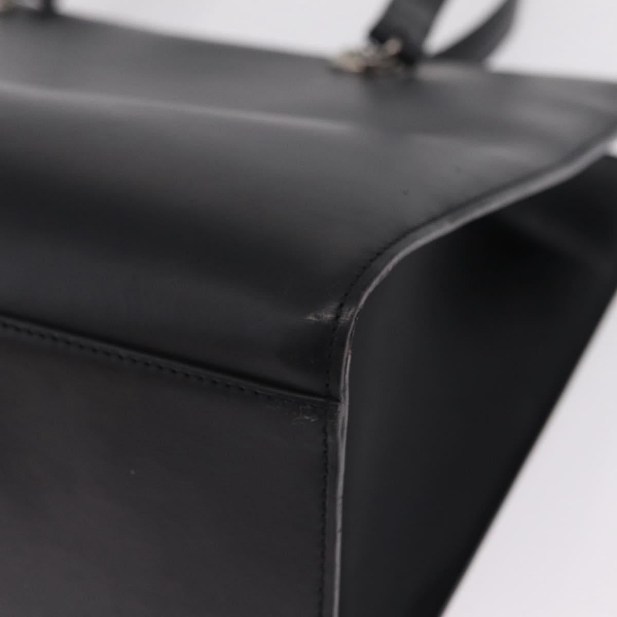 Cartier PANTHERE Tote Bag Leather Black Silver Auth 210936V
