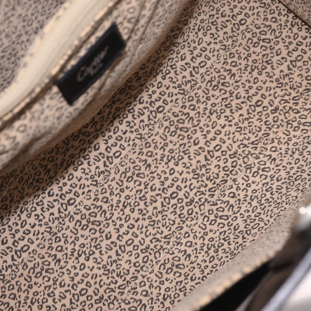Cartier PANTHERE Tote Bag Leather Black Silver Auth 210936V