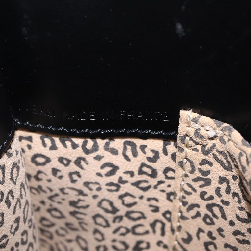 Cartier PANTHERE Tote Bag Leather Black Silver Auth 210936V
