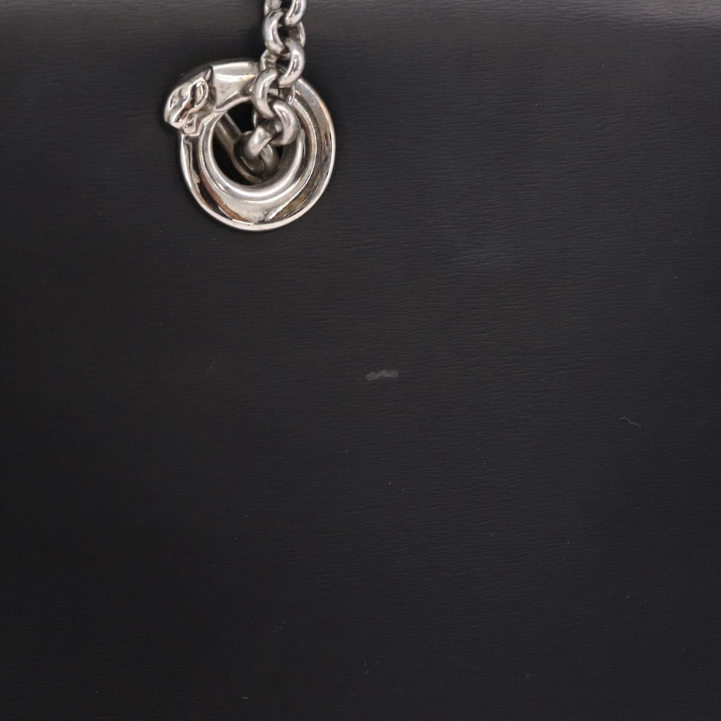 Cartier PANTHERE Tote Bag Leather Black Silver Auth 210936V