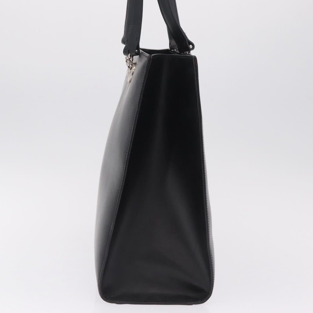 Cartier PANTHERE Tote Bag Leather Black Silver Auth 210936V