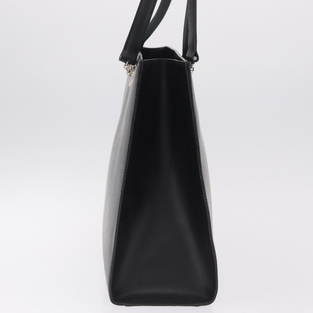Cartier PANTHERE Tote Bag Leather Black Silver Auth 210936V