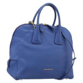 BURBERRY Hand Bag Leather 2way Blue Gold Auth 210943A