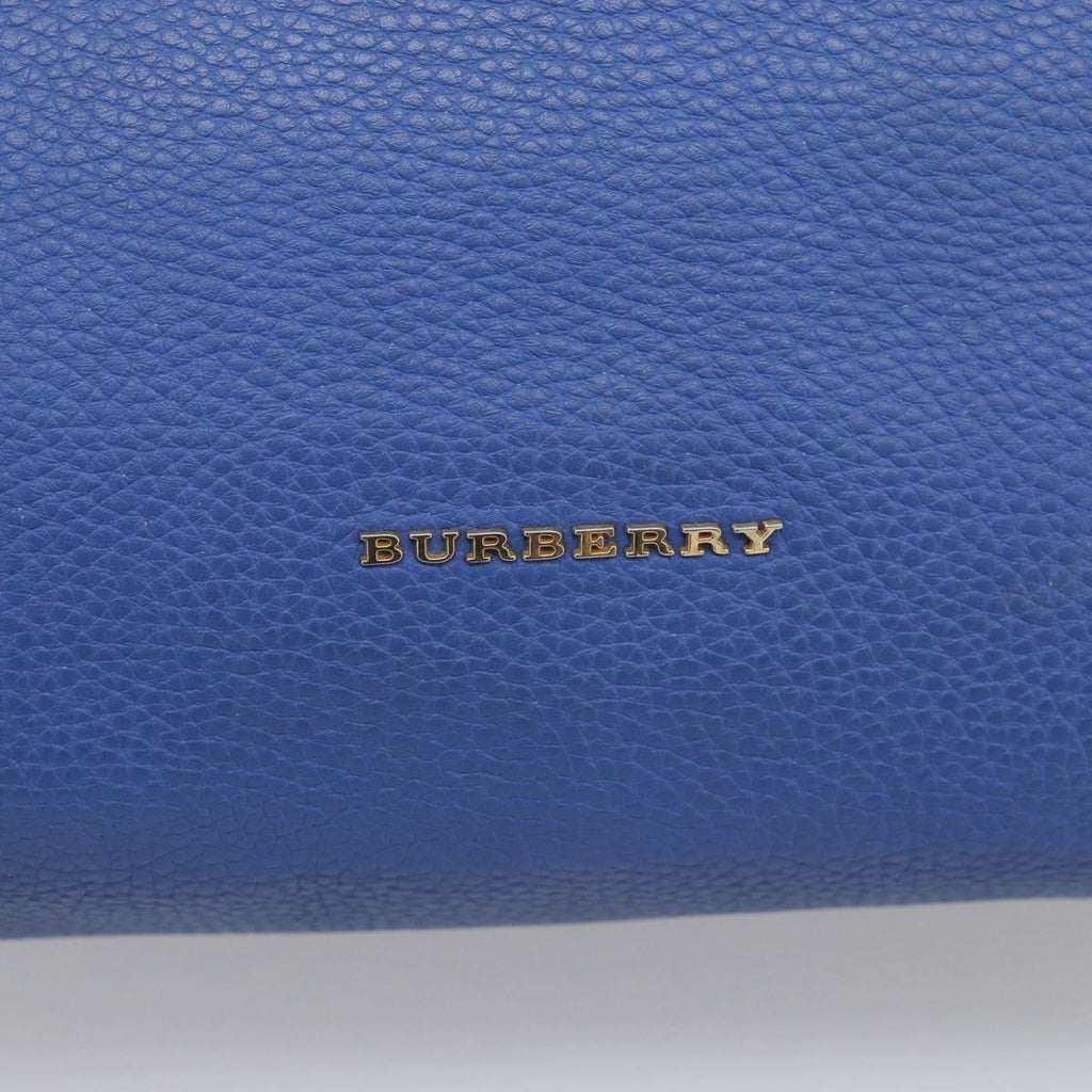 BURBERRY Hand Bag Leather 2way Blue Gold Auth 210943A
