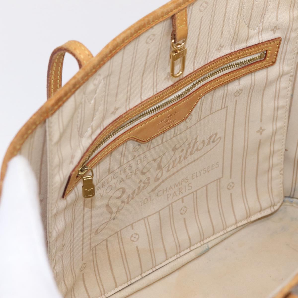 LOUIS VUITTON Damier Azur Neverfull MM Tote Bag N41605 LV Auth 210946A